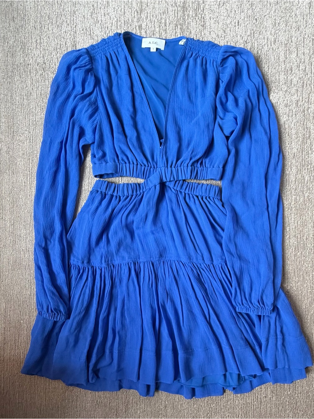 Blue Silk Mini Dress with Cutouts - Size 0